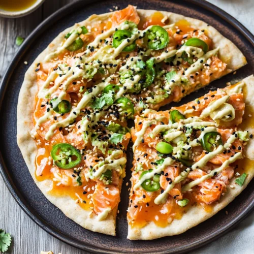 Spicy Salmon Sushi Pizza