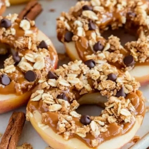 Peanut Butter Granola Apple Rings