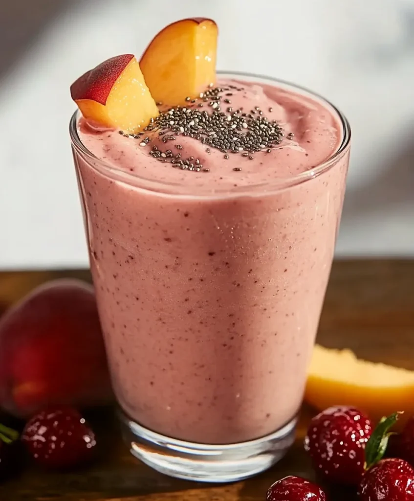 Strawberry-Peach Chia Seed Smoothie
