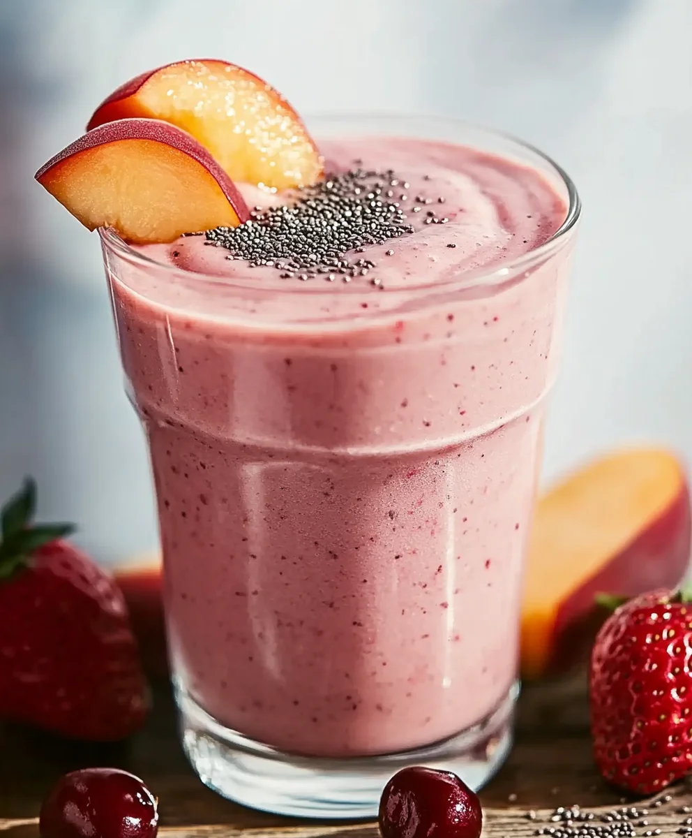 Strawberry-Peach Chia Seed Smoothie