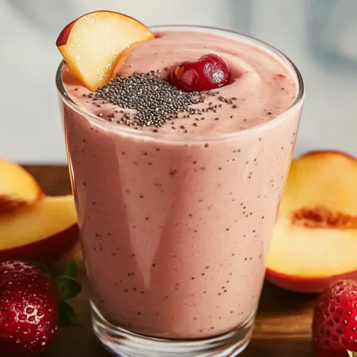 Strawberry-Peach Chia Seed Smoothie