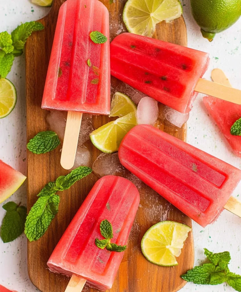 Watermelon And Mint Popsicles