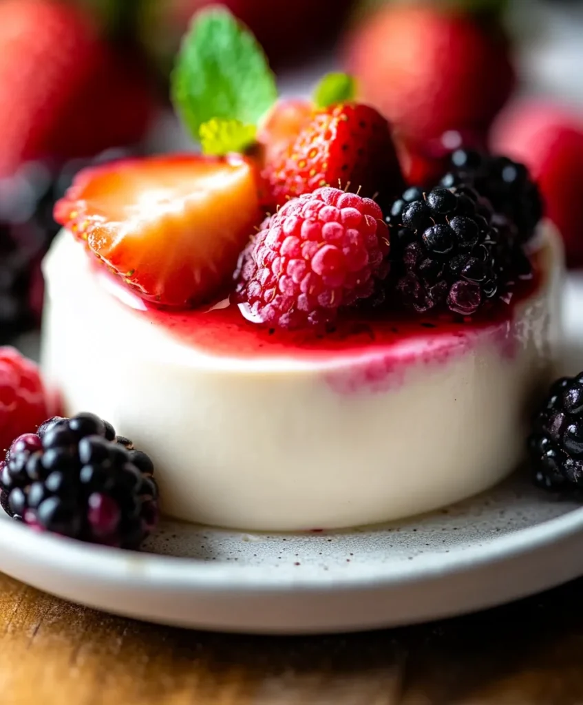 Yogurt Panna Cotta with Macerated Berries
