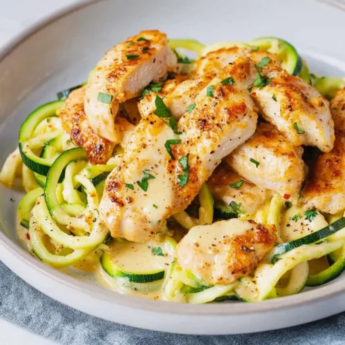 Zucchini Noodles Alfredo with Chicken (Keto)